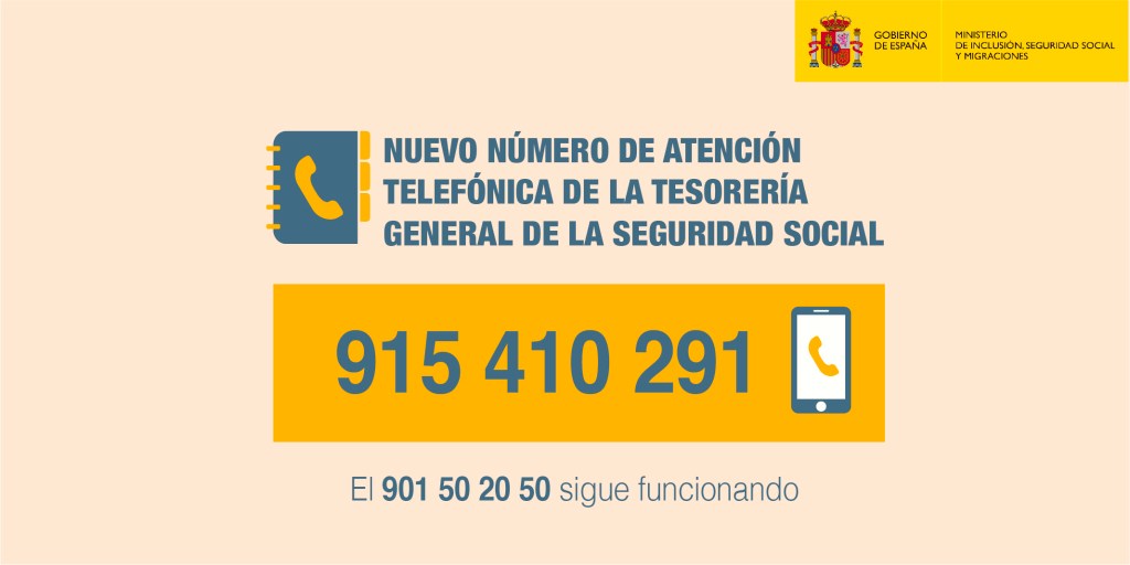 Nuevo teléfono de información sobre afiliación y otros servicios de la Tesorería General de la Seguridad Social