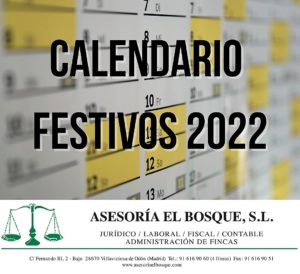 calendario festivos 2022