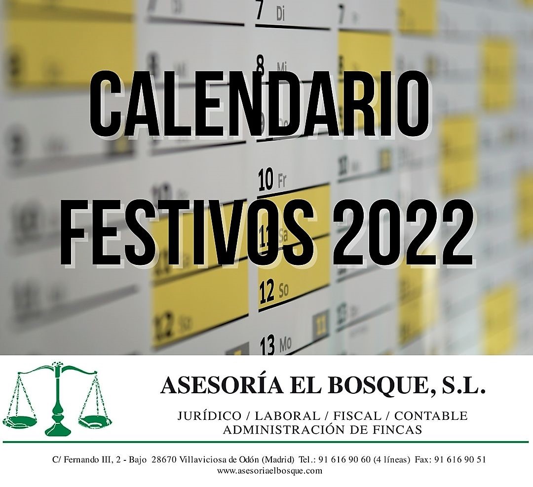 Calendario de fiestas laborales 2022